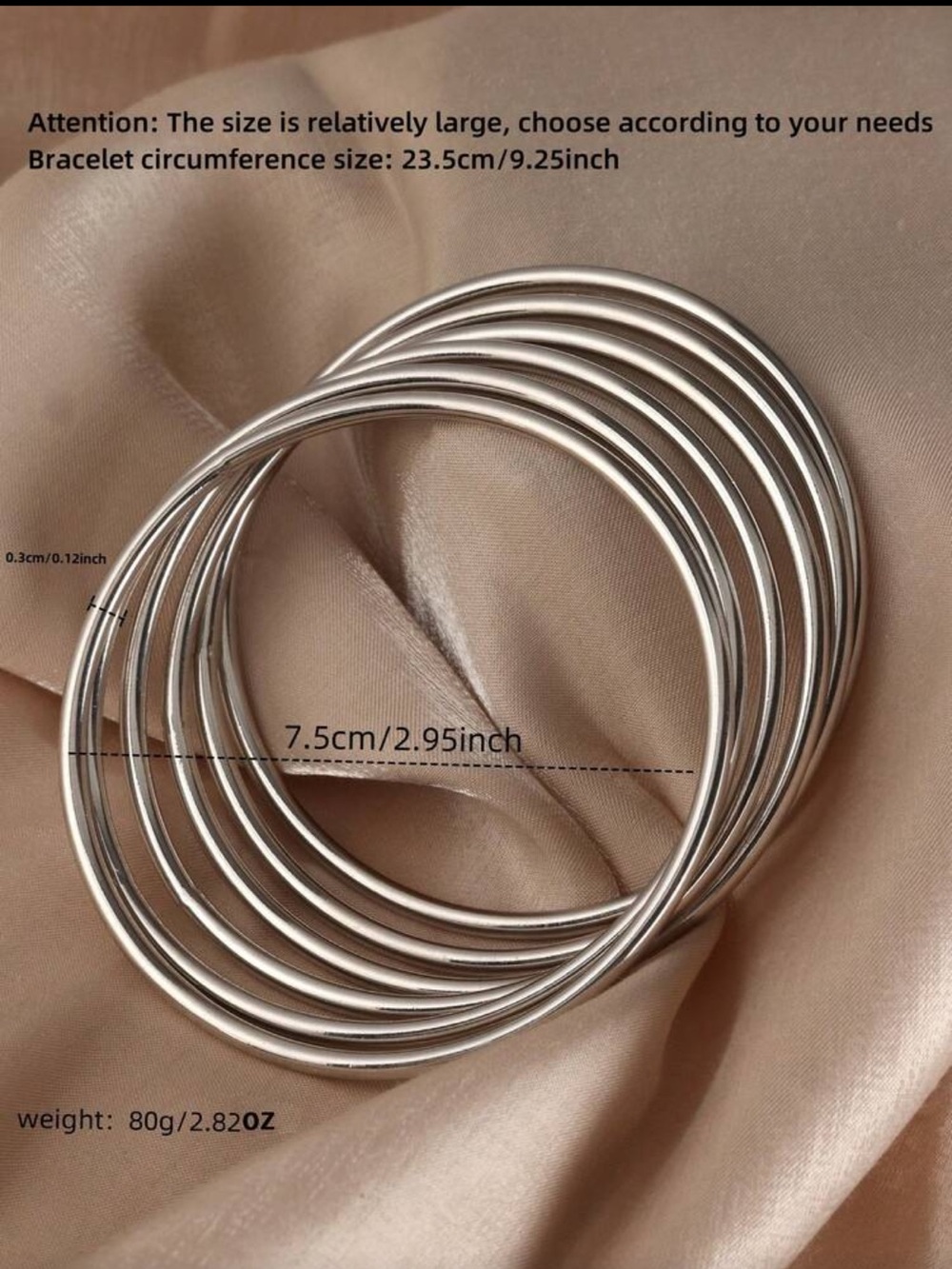Silver Multi-Bangle Bracelet Stack - Picture 3 of 7